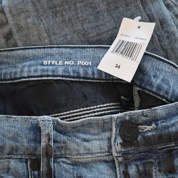 Purple Brand Indigo X-Ray Jeans with Black Foil Low Rise Skinny NWT New 34 - Picture 7 of 8